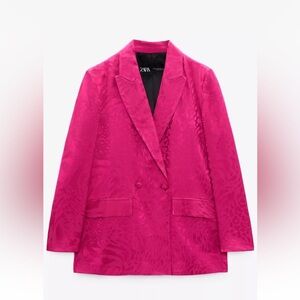 Zara fuchsia FLOWING JACQUARD BLAZER
